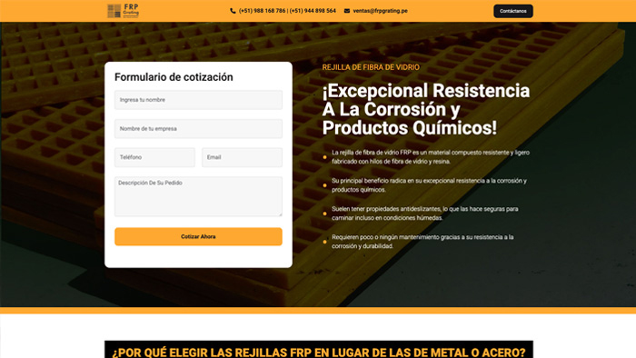 Diseño web de landing page
